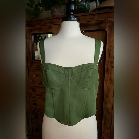 PrettyLittleThing Tops - PrettyLittleThing Olive Green Bustier Crop Top